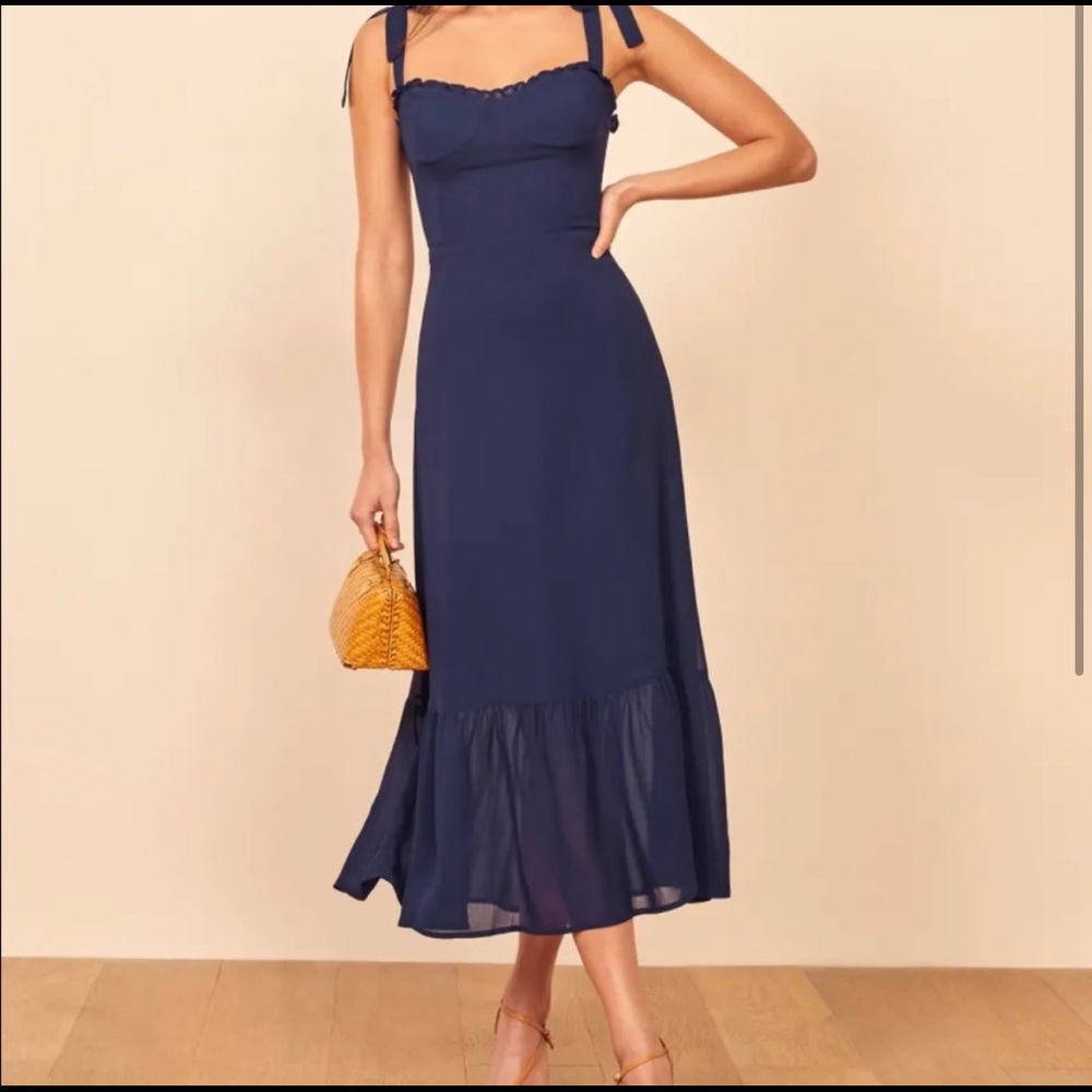 REFORMATION NIKKITA MIDI DRESS - YELLOW